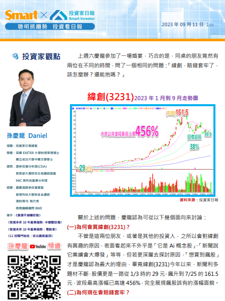 股票套牢了該怎麼辦？以緯創(3231)為例